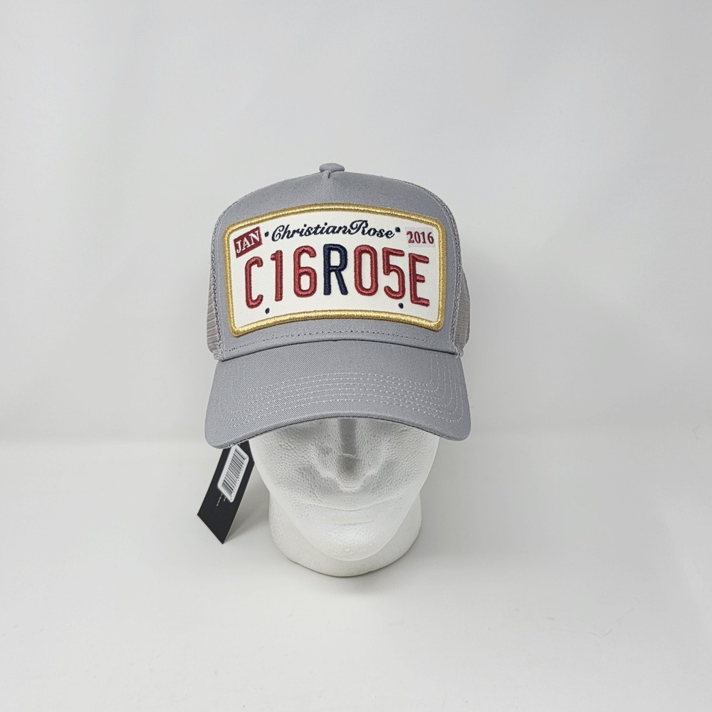 Christian Rose Iconic II London Plate Gray Mesh Back Trucker Adjustable Hat Cap‎